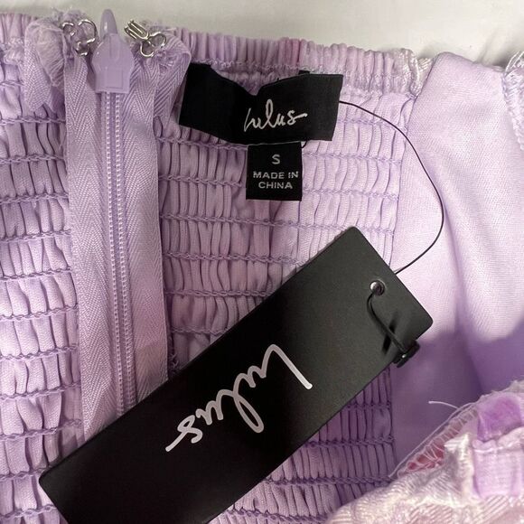 Lulus Darling Behavior Lavender Floral Burnout Puff Sleeve Mini Dress Size S NWT - Picture 10 of 14